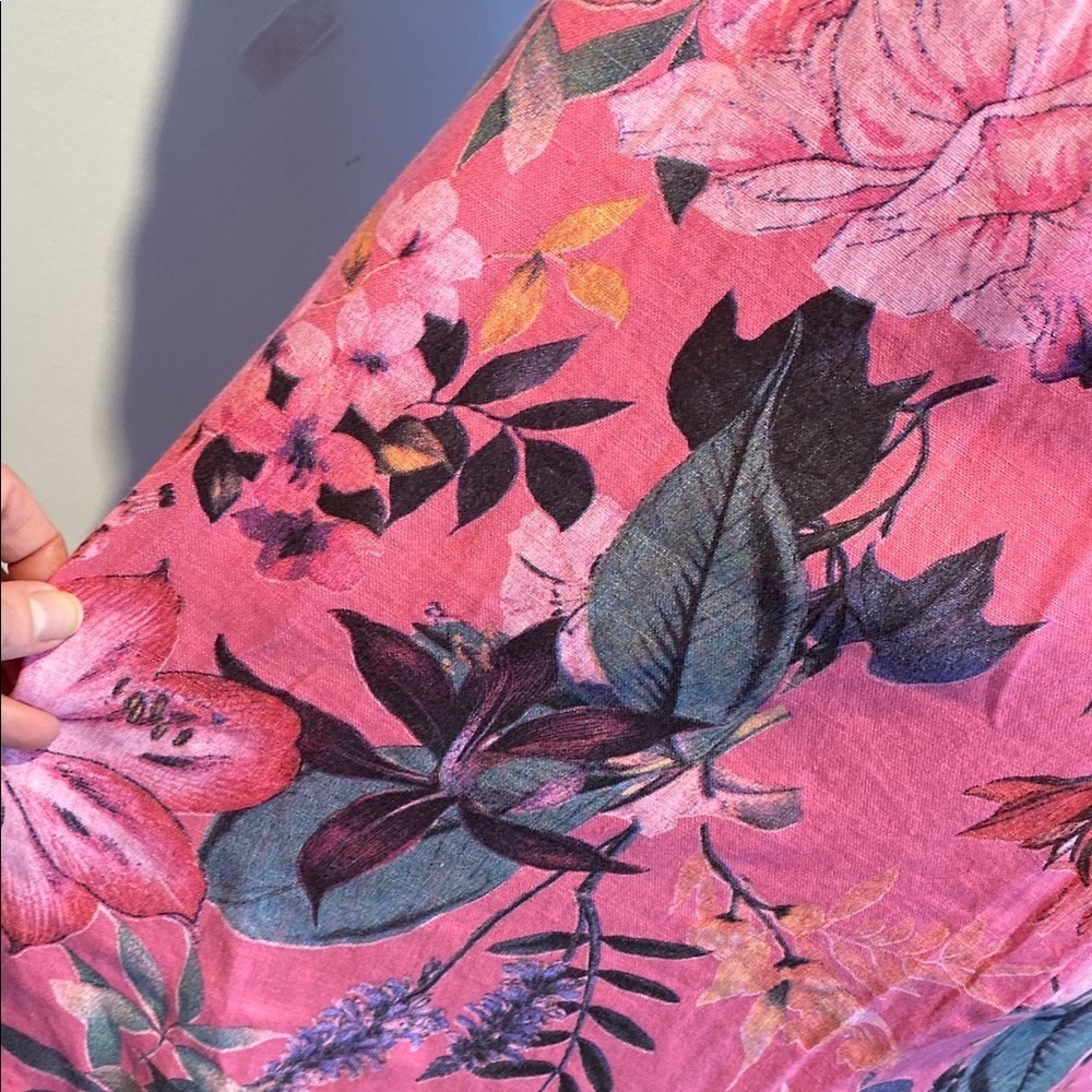 Marisa & Marie 100% linen puff sleeve maxi dress floral size small NWT - Picture 10 of 14
